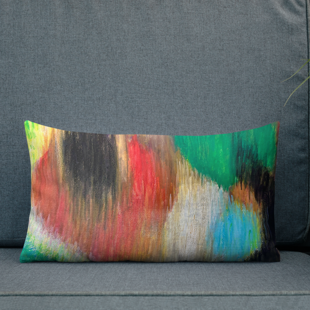 Kissen mit abstrakten Design und lebendigen Farben/pillow with abstract design and vibrant colours.